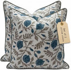 Floral Pillow Covers Cornflower Blue Set of 2 Pillow Covers 18x18 inches Farmhouse Style Pillow Covers for Couch Bed Bedroom Living Throw Pillow Covers Boho Decorative Pillow for Spring by LineandLoop