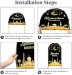6.6FT Arch Backdrop Cover Black Gold Eid Ramadan Mubarak Photography Holiday Welcome Crescent Wedding Arch Cover Spandex Fitted Stretchy Backdrop Stand Covers for Birthday Party Wedding Decoration - Image 7