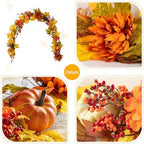 Glitzhome 6FT Maple Leaf Garland, Fall Dahlia Pumpkin Garland Decor for Mantle, Artificial Autumn Foliage Thanksgiving Decor for Home Wedding Fireplace Party Christmas - Image 5