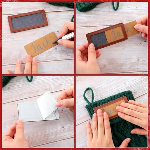JellyArch 9 Pcs Personalized Christmas Stockings Xmas Stocking with Leather Patches Custom Name Cable Knitted Hanging Family Stockings for Christmas Holiday Fireplace Party Decoration (14 Inches) - Image 4