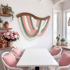 Blush Pink, Sage Green & White Macrame Wall Hanging Dip Dyed Yarn Wall Art - Image 6