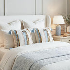 PANOD Chenille Farmhouse Throw Pillow Covers 18 x 18 Blue Brown, Neutral Boucle Couch Pillow Cover, Striped Decorative Boho Coushion Cover Pillow Case for Couch Bed Sofa Bedroom,Modern Accent,Set of 2 - Image 6