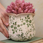 Xiaan Jiaju Vintage Ceramic 6.11'' Plant Pots, Decorative Vase for Indoor Garden, Room & Home Decor, Sage Beige - Image 5