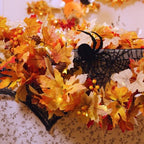 CQURE 9 Pack Fall Leaf Garland with Lights,53Ft 60LED Fall Decorations Maple Leaves String Lights, Artificial Autumn Garland for Thanksgiving Halloween Harvest Home Party - Image 2