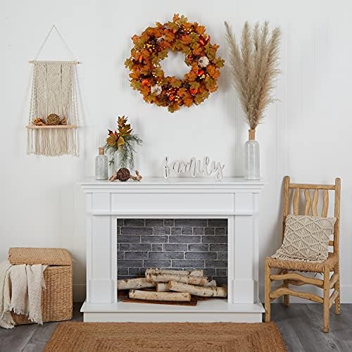 Nearly Natural 30 in Artificial Autumn Pumpkin Maple Leaf Wreath Wall Decor - Image 5