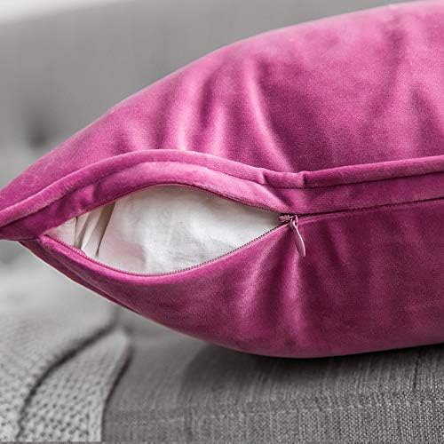 MIULEE Decorative Hot Pink Velvet Euro Sham Throw Pillow Covers 26x26 Inch - Image 3