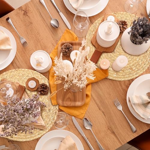 Kochorie Set of 36 Round Woven Placemats 12-Inch Natural Water Hyacinth Plant Placemats Hand-Woven Boho Rattan Placemat Wicker Weave Table Mats for Home Table Farmhouse - Image 5