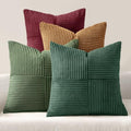 MIULEE Boho Christmas Green Decorative Throw Pillow Covers 20x20 Set of 4 Farmhouse Cushion Covers Color-Clash Corduroy Pillow Cases Modern Soft Corduroy Patchwork Home Decor for Couch Sofa Bedroom by MIULEE