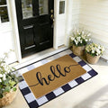 2pcs Layered Doormat Set, Welcome Door Mat for Outdoor Front Door, 16x24 PVC Coil & 24x32 Crystal Velvet Non-Slip Layering Entry Mats for Farmhouse Porch Decoration（Hello, Buffalo Plaid） by Unknown