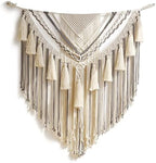 Jakalin Macrame Wall Hanging Grey Panels Boho Wall Art 31" Wx39 L - Image 5