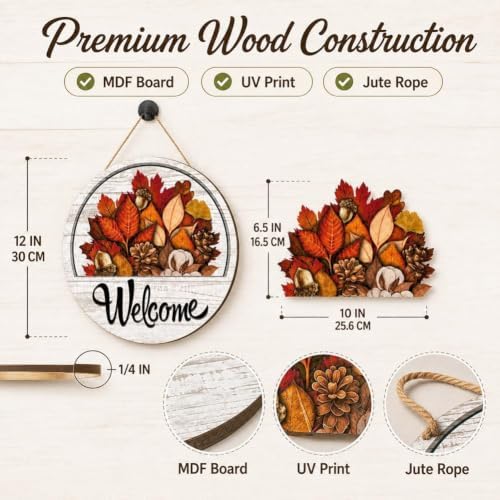 16PCS Interchangeable Welcome Sign for Front Door Seasonal Magnetic Wooden - Image 5
