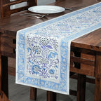 CPC Indigo Blue Block Print Cotton Table Runner 16x90 Inch Long Runner by COTTONPRINTCLUB