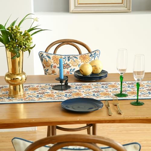 ISAENNE Designer French Linen Extra Long Table Runner,118"x12"-Estevan B - Image 7