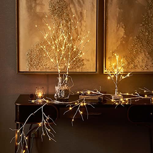 LITBLOOM Lighted Birch Garland Battery Operated with 8 Functions 48 Multi-Color and Warm White Lights, Pre-lit Twig Vine Lights 6FT for Home Bedroom Wall Mantle Decoration - Image 3