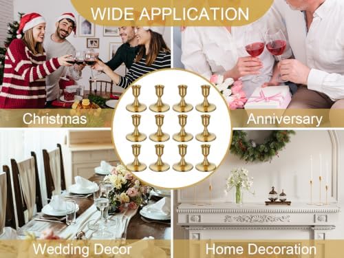 zeochyni 24 Pcs Brass Gold Taper Candle Holders Bulk for Wedding, Party - Image 6