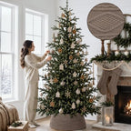 Foilswirl Knit Christmas Tree Collar Taupe Diamond Knitted Skirt 23-28in - Image 2