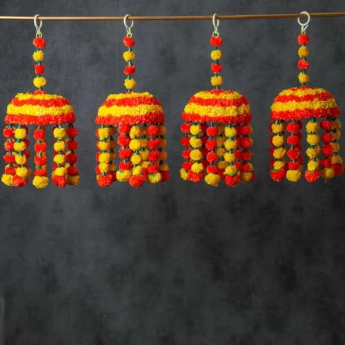 Artificial Jhumar Chatra | Mehndi Decoration, Wedding Garland, Flowers Decorations, Diwali Backdrop, Puja Garlands, Dholki, Hanging Chandelier, Pooja Items | 19x8 Inch (Pack of 1) by DesiFavors