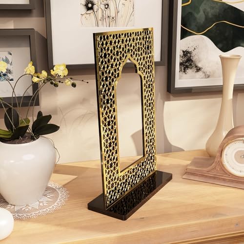 iwa concept Islamic Mihrab Acrylic Tabletop Decor - Arabic Calligraphy Mirror Effect Shelf Art - Modern Ramadan & Eid Home Decoration - Elegant Muslim Gift for Desk & Bookshel by iwaconcept