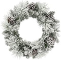 24 in Flocked Berkshire Spruce Wreath, 56 Tips, Pine Cones by PuleoInternational