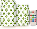 ALAZA St Patricks Day Clover Leaves Shamrocks Flickering Flameless Candles Battery Operated with Remote Timer,Tea Light Candles LED Pillar Votive Candles Set of 2 for Outdoor Indoor Decorations by ALAZA