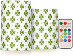 ALAZA St Patricks Day Clover Leaves Shamrocks Flickering Flameless Candles Battery Operated with Remote Timer,Tea Light Candles LED Pillar Votive Candles Set of 2 for Outdoor Indoor Decorations by ALAZA