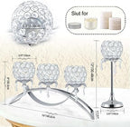 Set of 3 Silver Crystal Tea Light Candlestick Holders Flower Shape with Crystal Pendant Bowl Votive Metal Candle Holder for Table Centerpieces Wedding Home Decor - Image 4