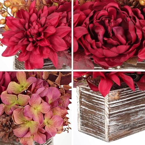 DILATATA Fall Decor Autumn Harvest Floral Centerpiece with Artificial Peony Chrysanthemum Hydrangea Flowers Berries Arrangement for Thanksgiving Party Mantel Fall Decor - Image 3