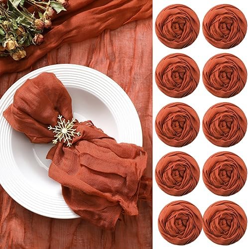 Mixweer 100 Pcs Gauze Cheesecloth Napkins 19.7 x 19.7 Inch, Terracotta by Mixweer