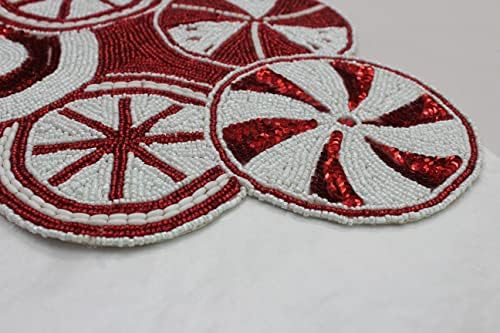 COTTON CRAFT Christmas Beaded Table Runner -13x36 inch Candy Cane Red - Image 5