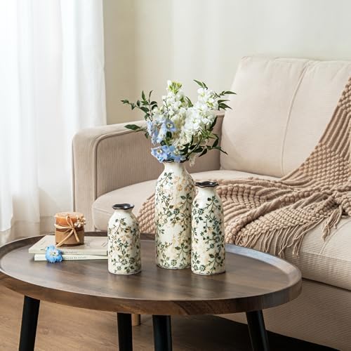 Ceramic Flower Vase Set for Home Decor, Vintage Green Vase (6+8+10 Inch) - Image 3