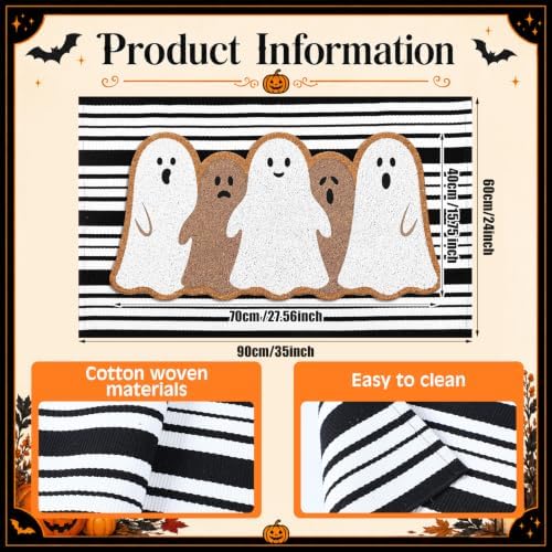 Moucuny 2 Pcs Halloween Ghost Coir Doormat Outdoor, Non-Slip Backing - Image 2