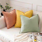 MIULEE Decorative Linen Euro Sham Pillow Covers 24x24 Coral - Image 4