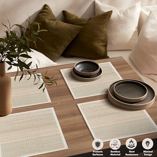 Hausattire Bamboo Placemats, Beige, Set of 10 - Image 3