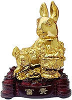 Betterdecor Gold Color Feng Shui 12 Chinese Zodiac Animal Statue Figurine Home Office Decoration and Gift for New Year Holidays and Birthday (Zodiac Rabbit) - Image 2