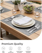 Leetaltree Grey Placemats, Heat Resistant Non-Slip Place mats for Dining Table, Washable Durable PVC Vinyl Woven Table Mats (Set of 24) - Image 6
