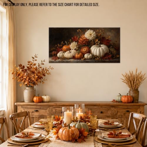 WAXWHELK Pumpkin Fall Canvas Wall Art, Autumn Thanksgiving Rustic Farmhouse Painting Pictures Artwork for Bedroom Living Room Home Decor (16"x32") - Image 4