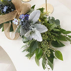 Artificial Eucalyptus Swag with Daisy Flower 25.6in Greenery Swag with Bow and Flocking Leaves Berries Farmhouse Decorative Swag for Home Wedding Wall Door Decor - Image 4