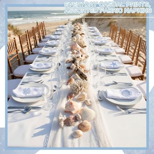 HunnmingRe 12 Pcs Coastal Party Cloth Napkins Bulks 100% Cotton, 17x17inch - Image 4