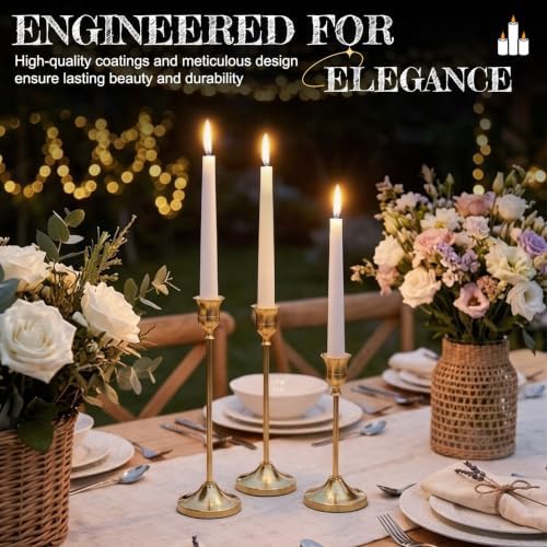 10 Sets Gold Candle Holders, 30-Pack Brass Taper Candle Holders - Image 5
