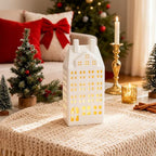 DN DECONATION Light Up Christmas Decor Village Set, White House with Lights - Image 4