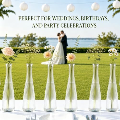 12 Pcs Glass Bud Vases Bulk for Centerpieces, 8.5” Tall Clear Bud Vases - Image 7