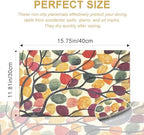 Rainbow Tree Placemats Set of 4 - Faux Leather Resistant Placemats for Dinner Table, Non-Slip Waterproof Oil-Proof Washable Reusable Placemat for Indoor Outdoor Kitchen Decor, 15.75In*11.81In - Image 5