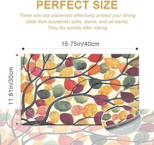 Rainbow Tree Placemats Set of 4 - Faux Leather Resistant Placemats for Dinner Table, Non-Slip Waterproof Oil-Proof Washable Reusable Placemat for Indoor Outdoor Kitchen Decor, 15.75In*11.81In - Image 5