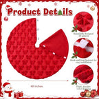 Civaner 48in Red Bow Christmas Tree Skirt Faux Fur - Image 2