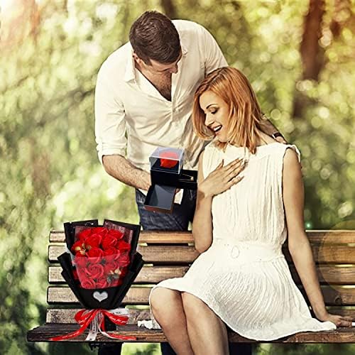 EIGHTOWN Roses Bouquet Artificial Flower - Preserved Red Rose Flowers with Love Necklace for Her - Unique Gifts Valentine's Day, Mother's Day, Thanksgiving, Birthday, Anniversary - Image 7