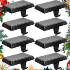 Oleitodh 8 Pack Metal Black Christmas Stocking Holders for Mantle Heavy Duty Stocking Hangers Stocking Hook Christmas Ornaments for Counter Tables Window Fireplace Mantle Decoration by Oleitodh