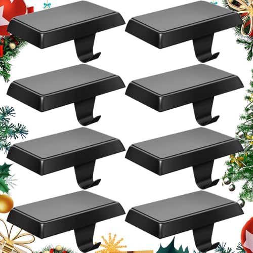 Oleitodh 8 Pack Metal Black Christmas Stocking Holders for Mantle Heavy Duty Stocking Hangers Stocking Hook Christmas Ornaments for Counter Tables Window Fireplace Mantle Decoration by Oleitodh