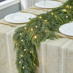 2PCS 9FT Real Touch Christmas Cedar Garland with Lights, Extra Full Greenery Garland with 1200 Cypress Pine, Artificial Green Garland for Mantle Fireplace Table Stairs Door Porch, Indoor Outdoor Decor - Image 5