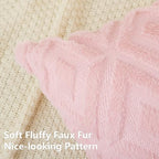Pallene Fall Pink Faux Fur Throw Pillow Covers 26x26 Set of 2 - Image 2