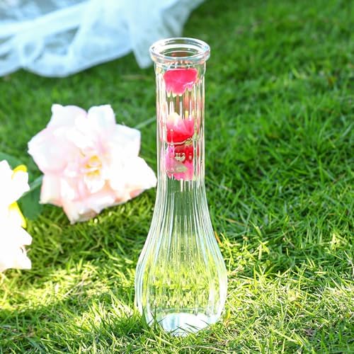 12 Pcs Clear Ribbed Glass Bud Vases for Centerpiece 8.5 Inch - Image 7